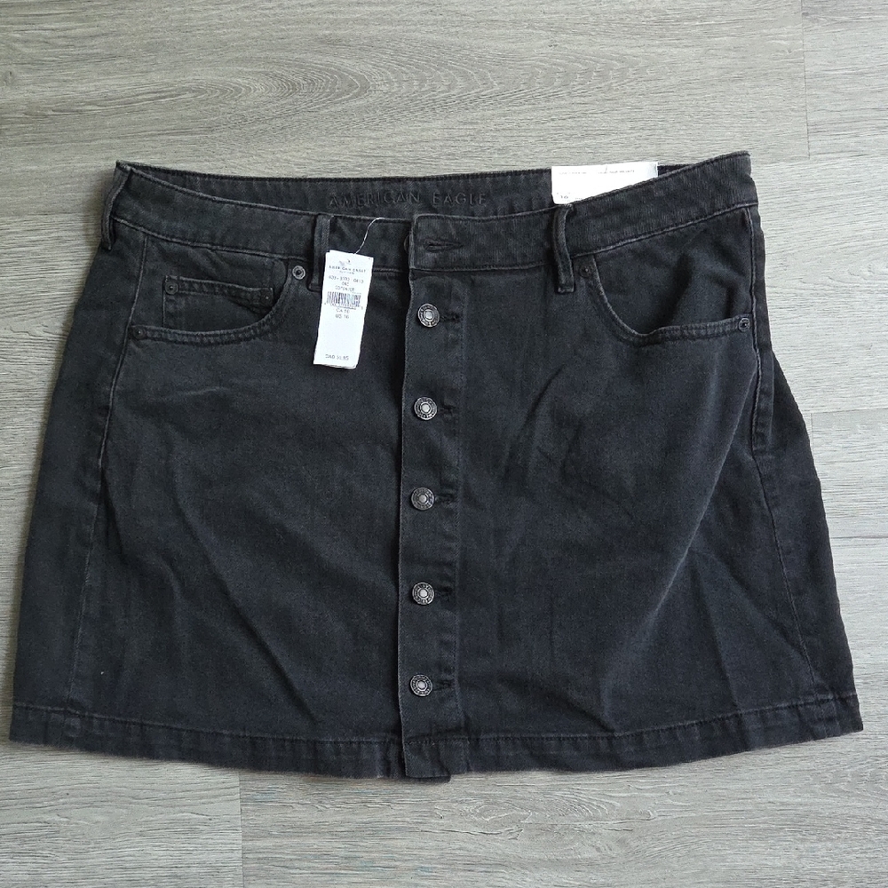 NWT American Eagle Outfitters Black Jean Mini Skirt Sz 16